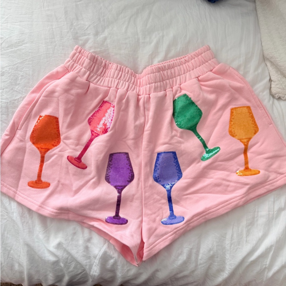 Queen of Sparkles Wine Glass Sequin Shorts